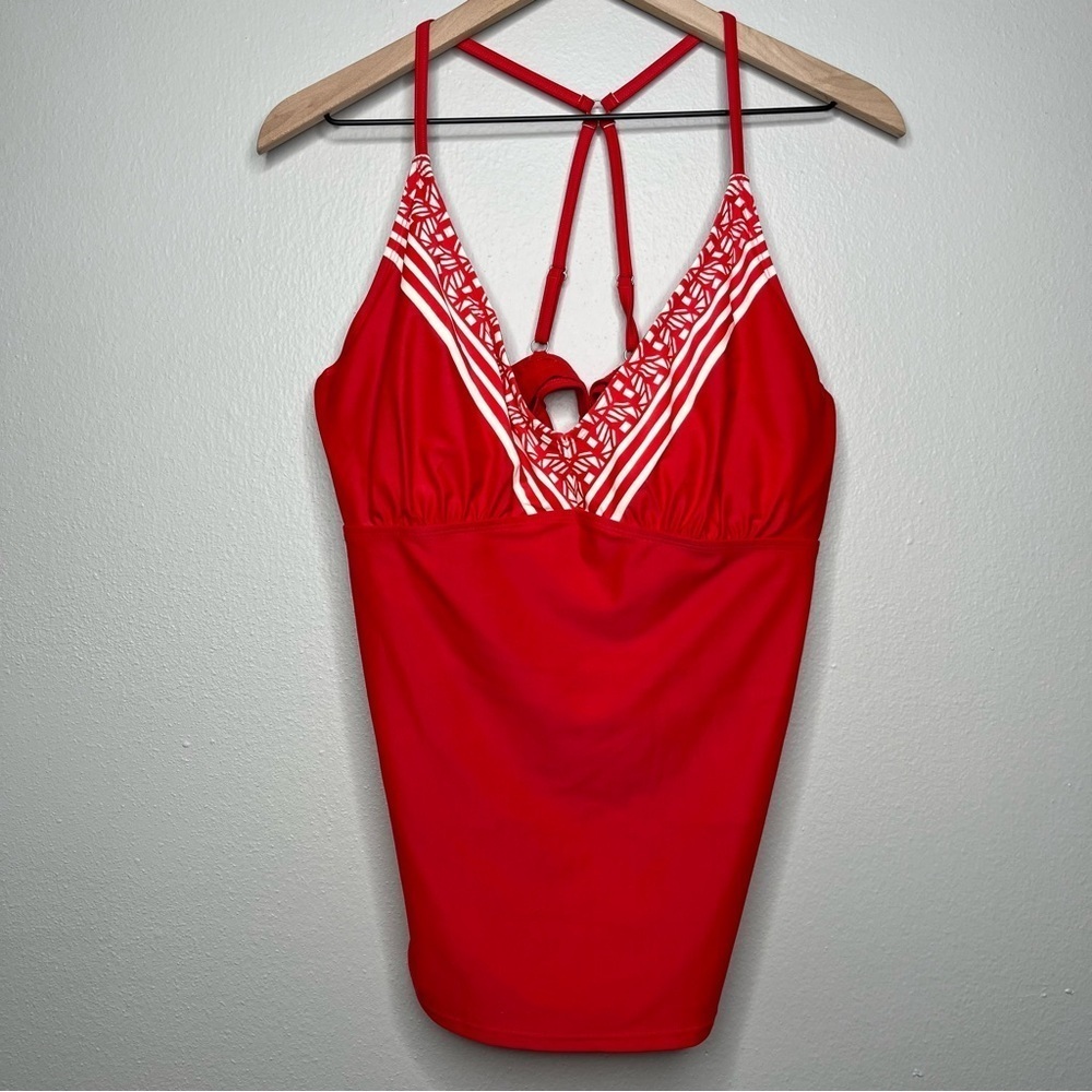 Athleta Encinitas Tankini 40 B/C Tall Red White Swim‎ Beach Resort Summer